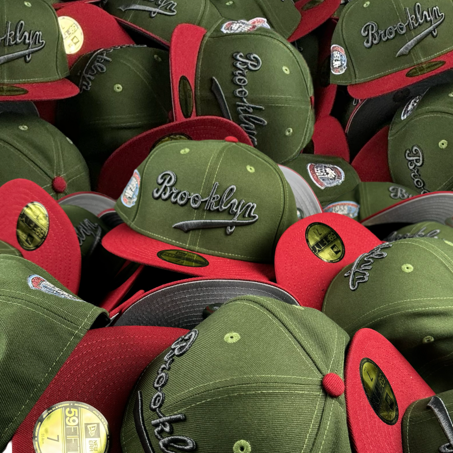 Brooklyn Dodgers 1955 World Championship Rifle Green/Heather Red New Era 59Fifty Hat