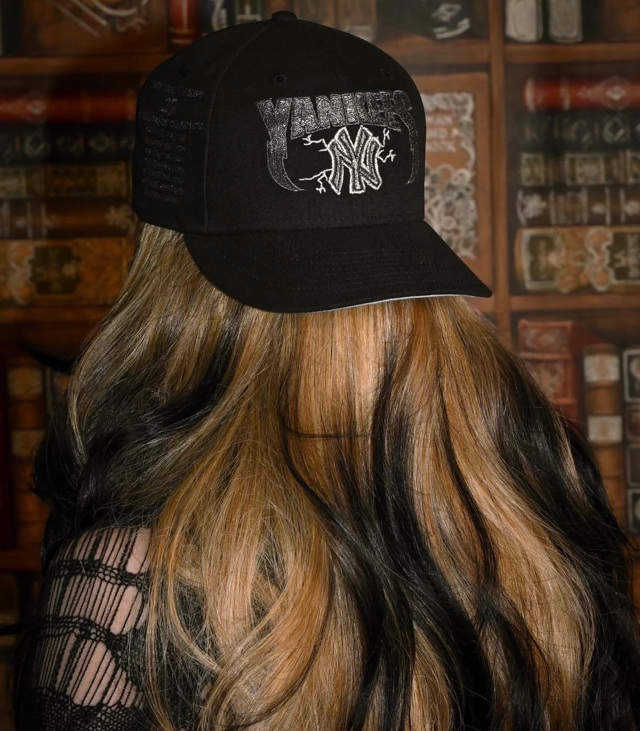 Embellished Black NY Yankees baseball cap. Black Yankee Fitted - Etsy main image 3