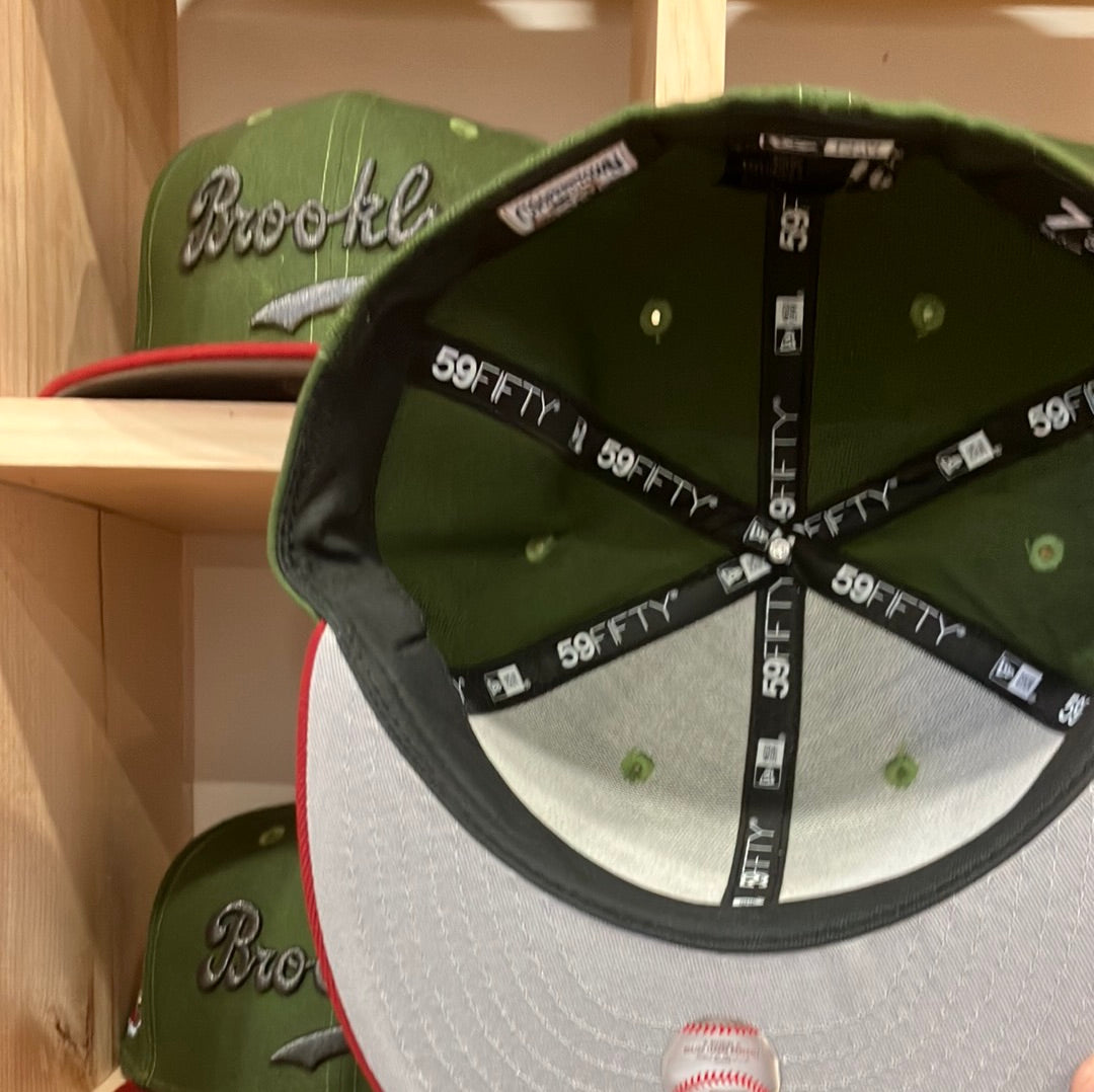 Brooklyn Dodgers 1955 World Championship Rifle Green/Heather Red New Era 59Fifty Hat