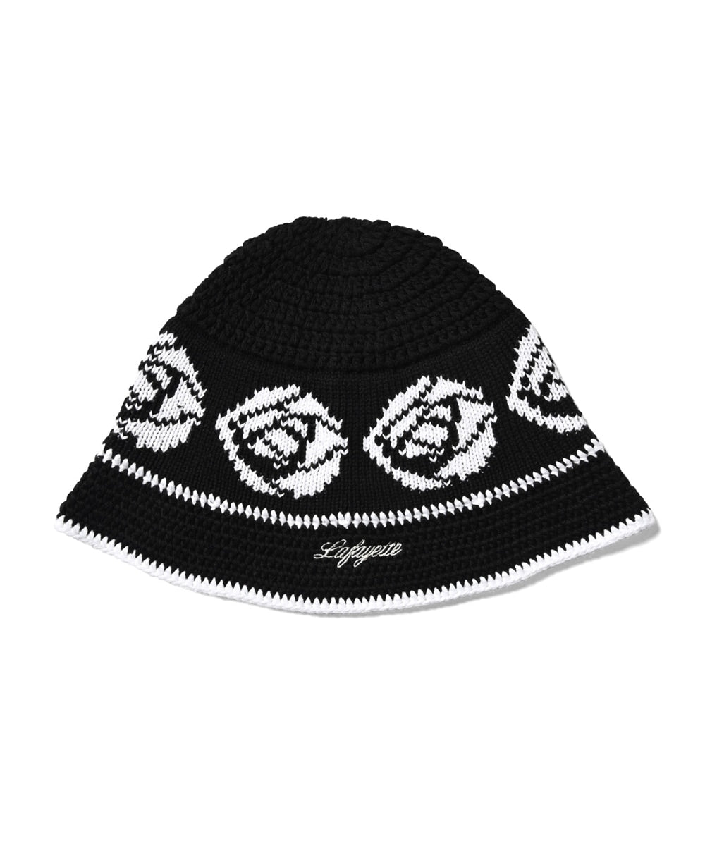 LFYT Rose Knit Bucket Hat Natural Black Navy