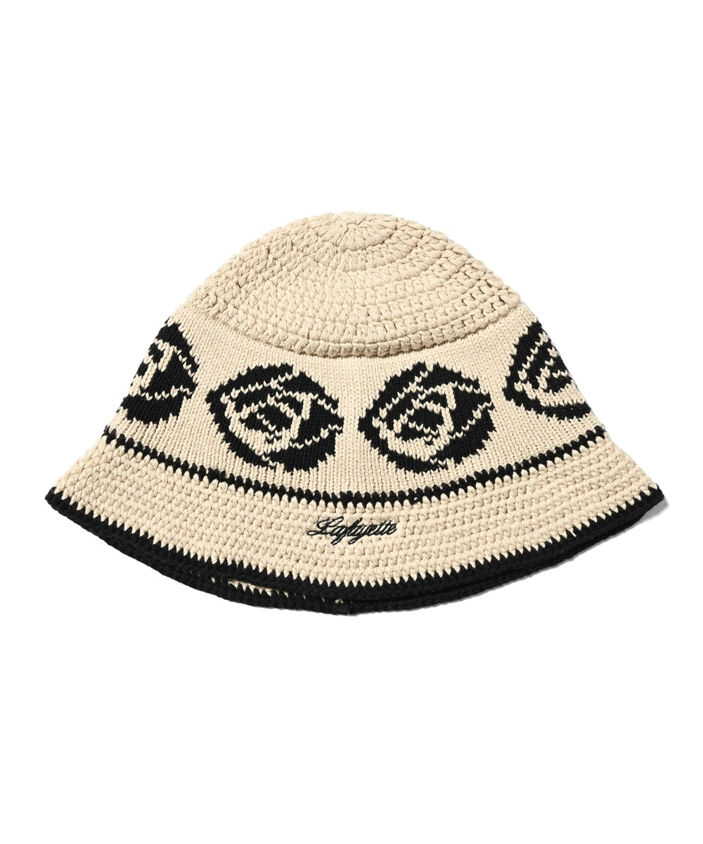 LFYT Rose Knit Bucket Hat Natural Black Navy