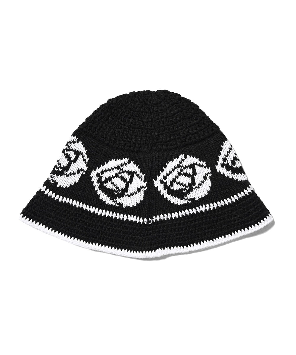 LFYT Rose Knit Bucket Hat Natural Black Navy