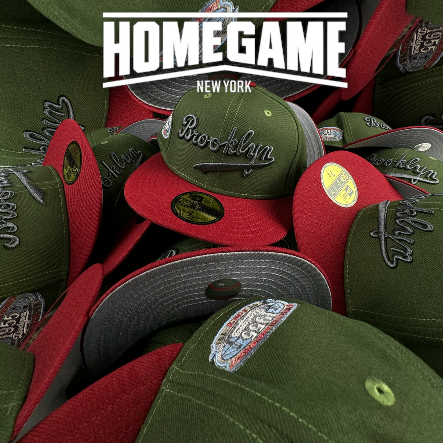 Brooklyn Dodgers 1955 World Championship Rifle Green/Heather Red New Era 59Fifty Hat