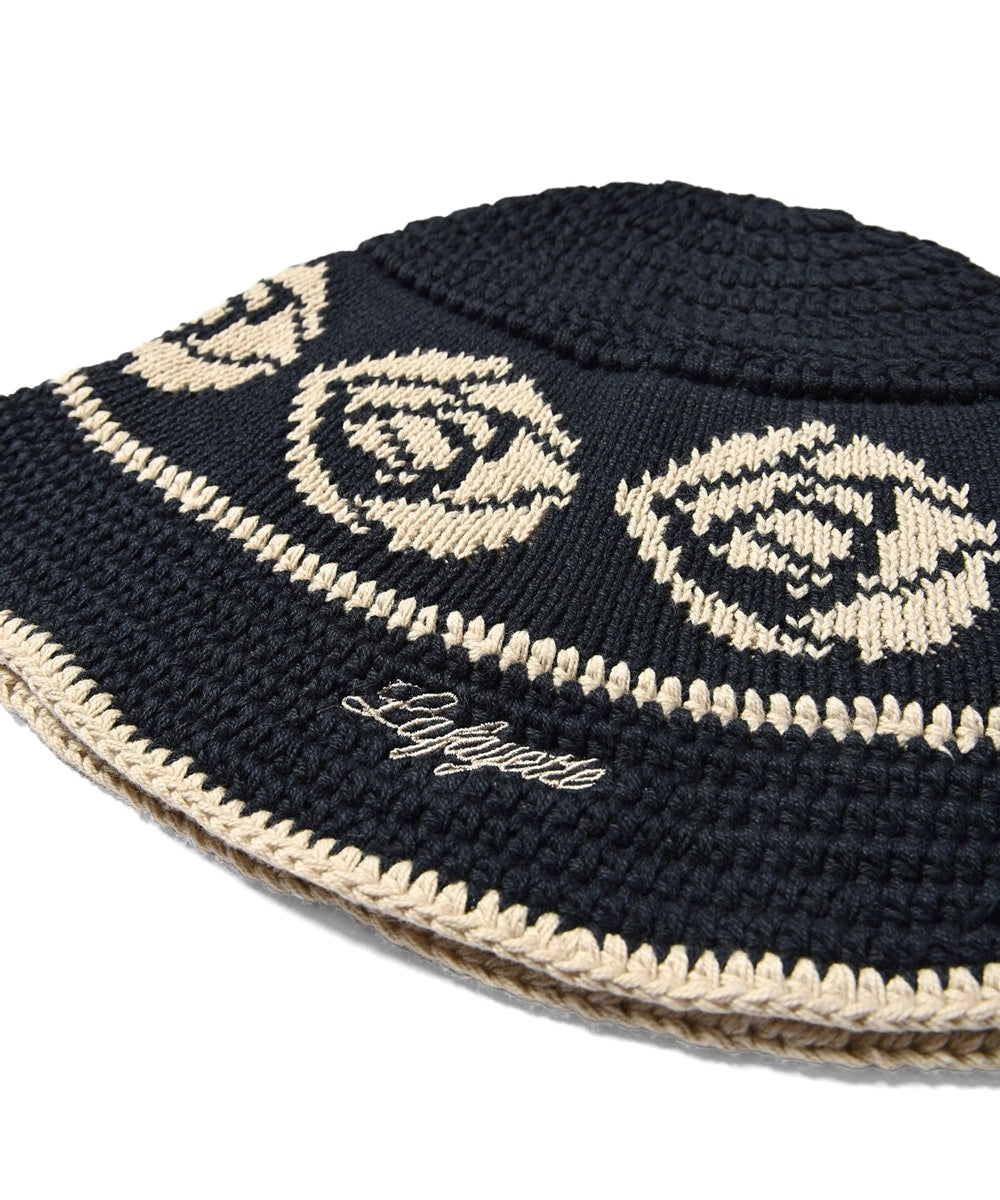 LFYT Rose Knit Bucket Hat Natural Black Navy