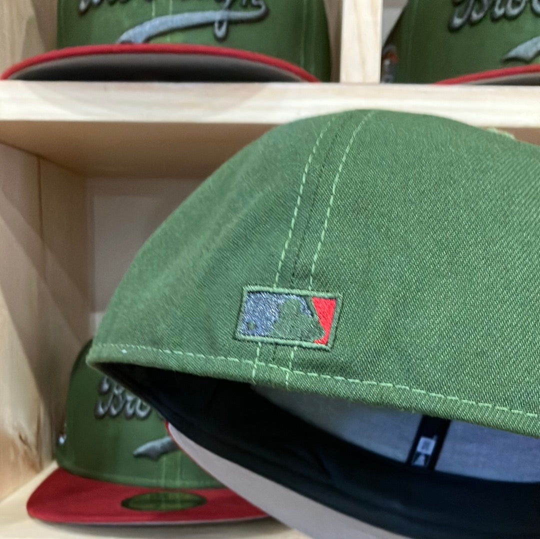 Brooklyn Dodgers 1955 World Championship Rifle Green/Heather Red New Era 59Fifty Hat