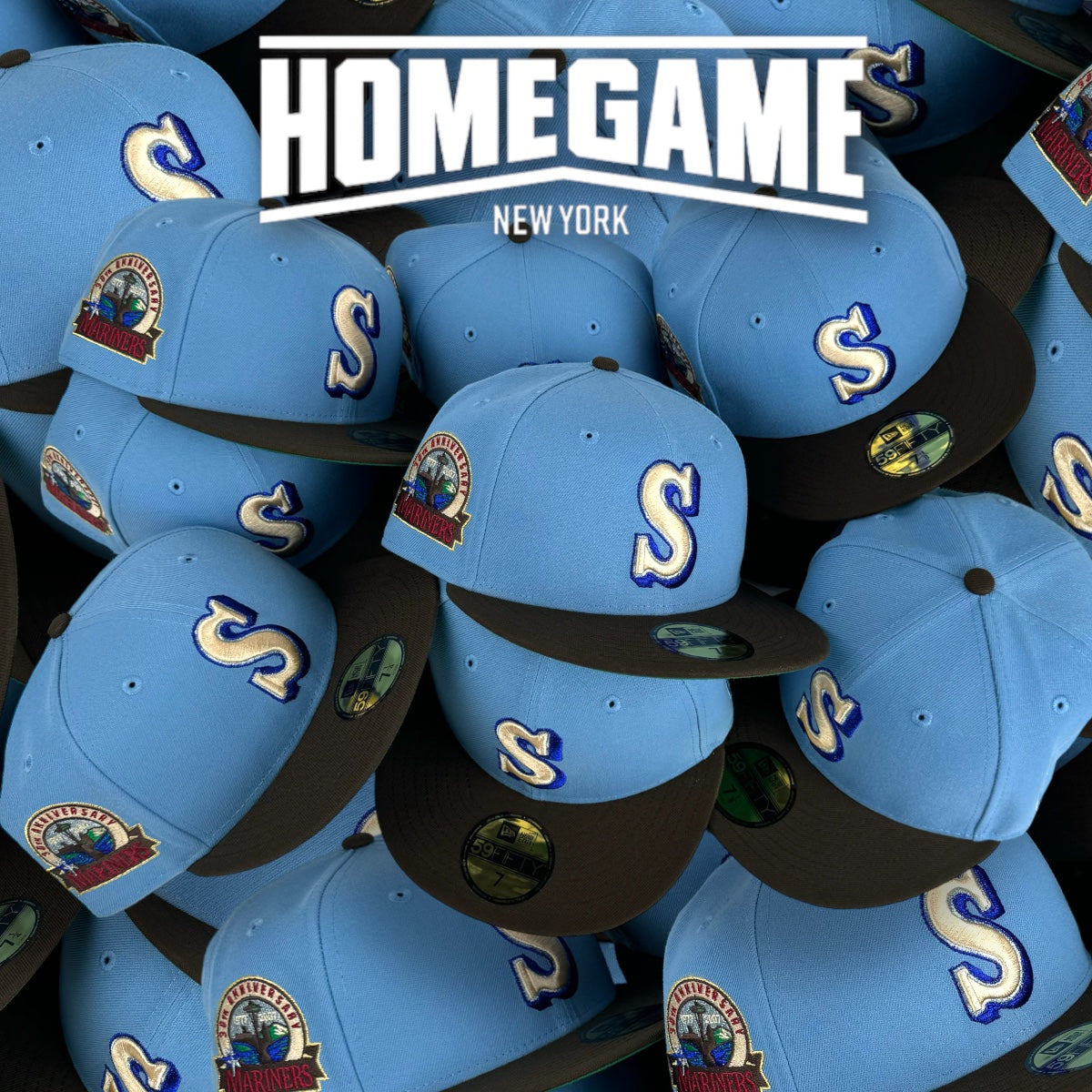 Seattle Mariners 30th Anniversary in Sky Blue/Walnut 59Fifty New Era Hat