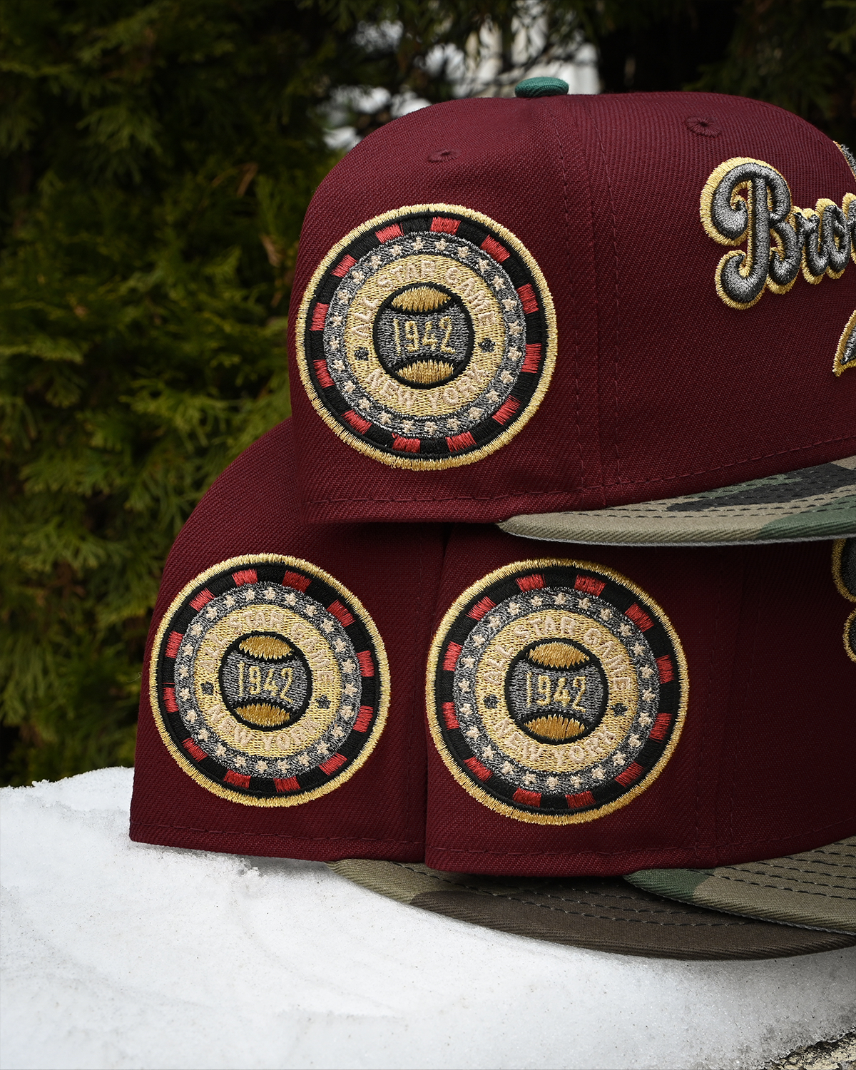 Brooklyn Dodgers 1942 All Star Game Maroon/Woodland Camo 59Fifty New Era