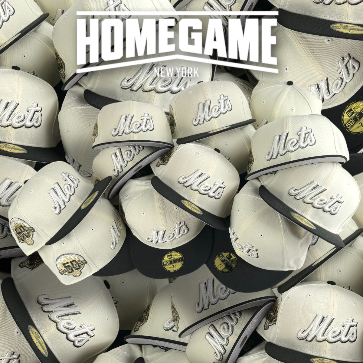 New York Mets 50th Anniversary Chrome White/Black 59Fifty New Era Hat