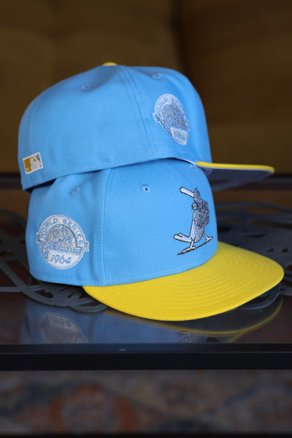 St. Louis Cardinals 1964 World Series in Radiant Blue/Cyber Yellow 59Fifty New Era Hat