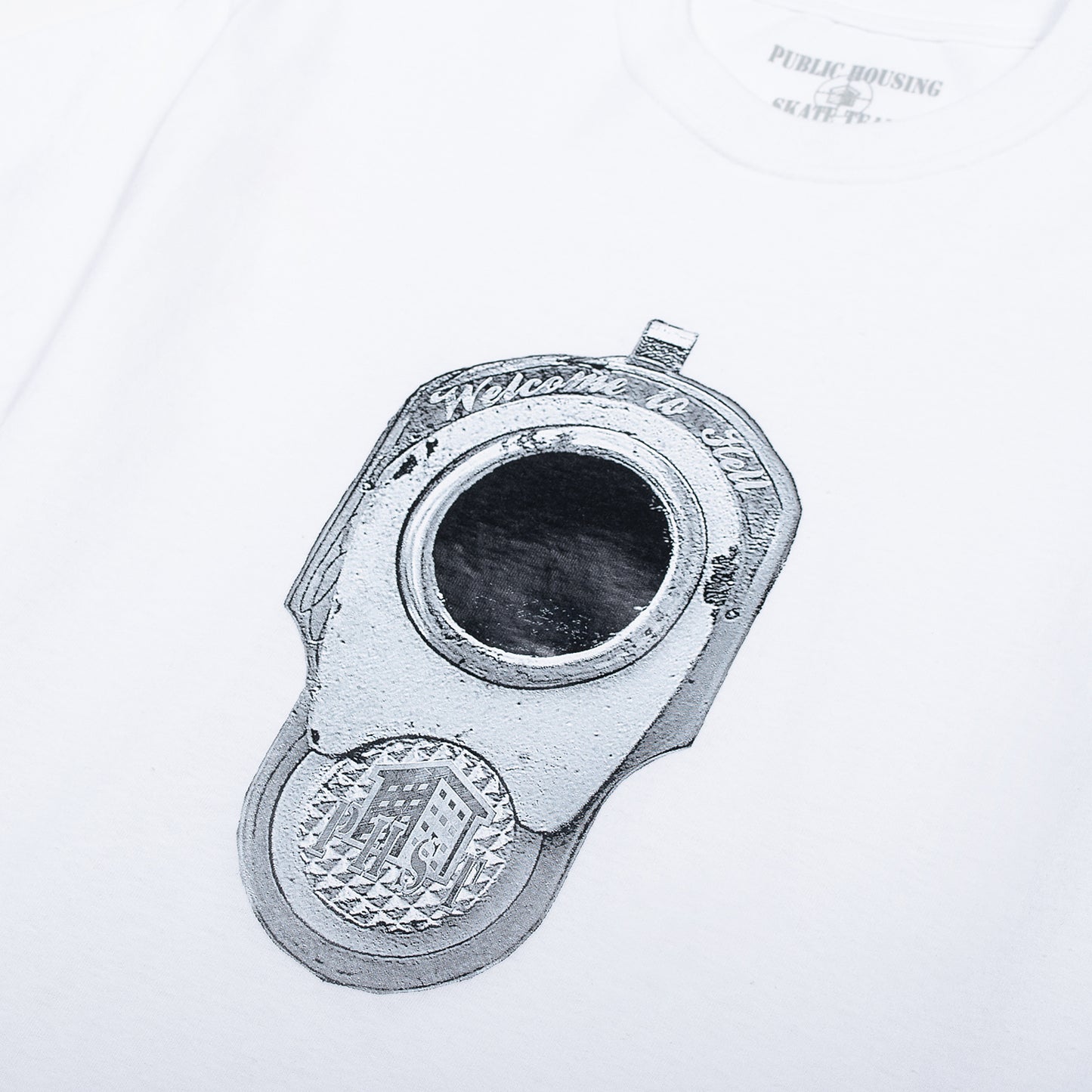 Public Housing Skate Team Gun Barrel Tee White