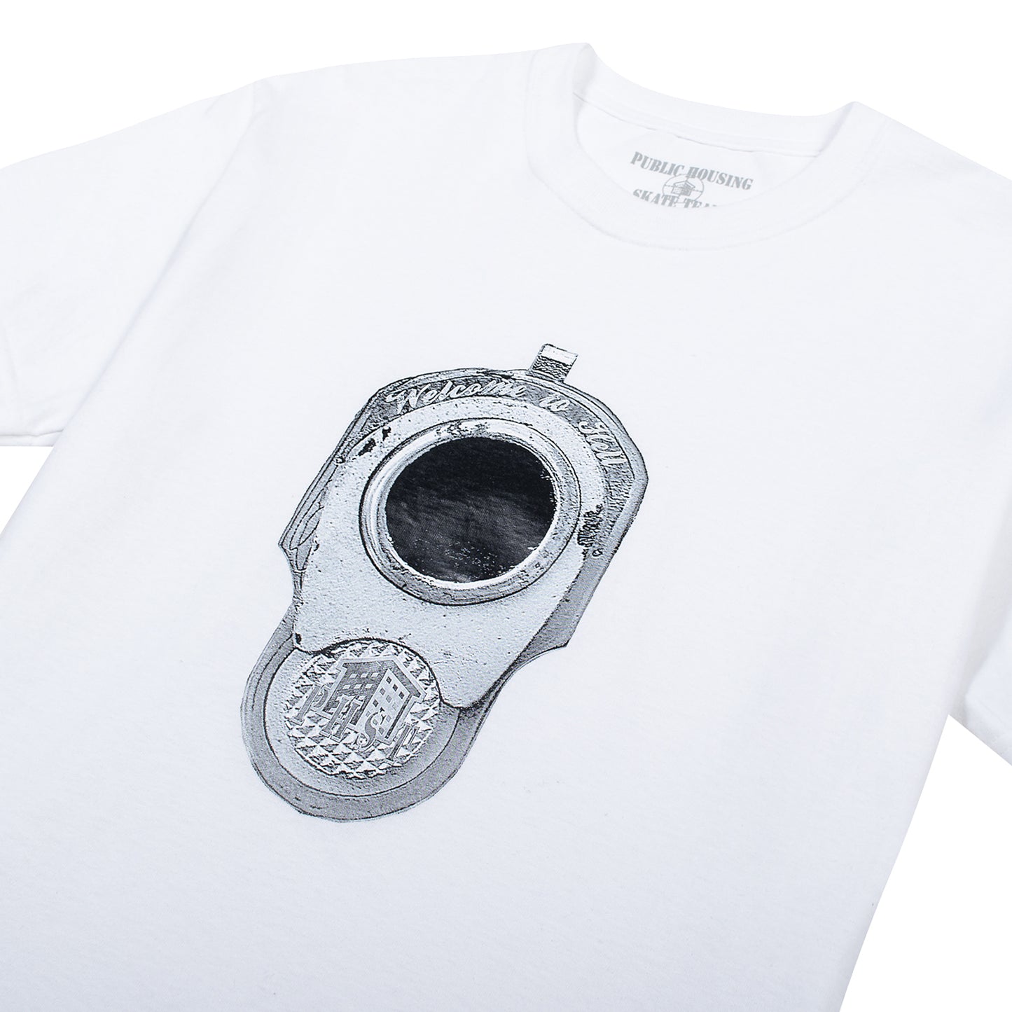 Public Housing Skate Team Gun Barrel Tee White