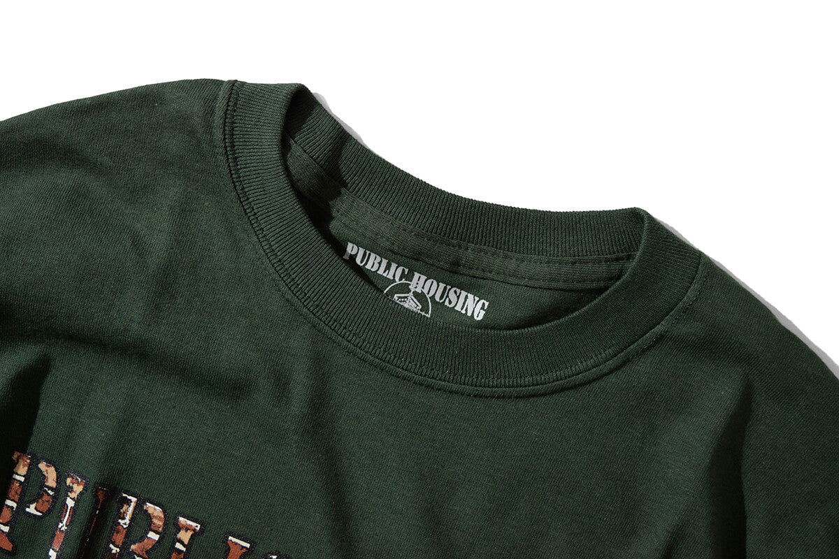 Public Housing Skate Team Brick Logo Tee Forest Green