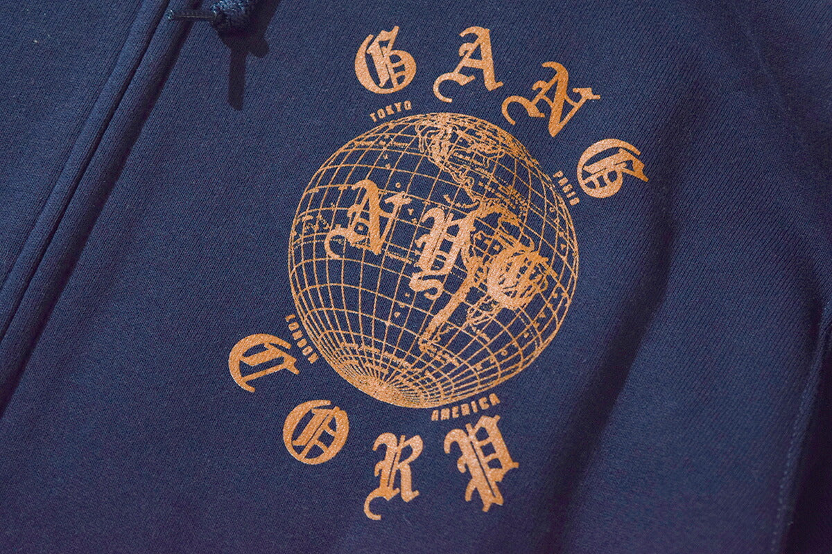 Gang Corp Globe Zip Up Sweatshirt Navy