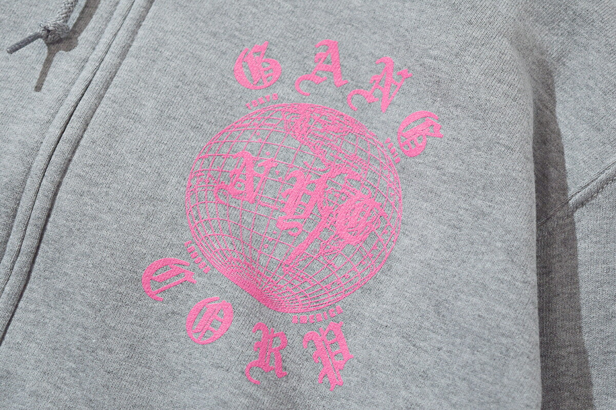 Gang Corp Globe Zip Up Sweatshirt Heather Grey