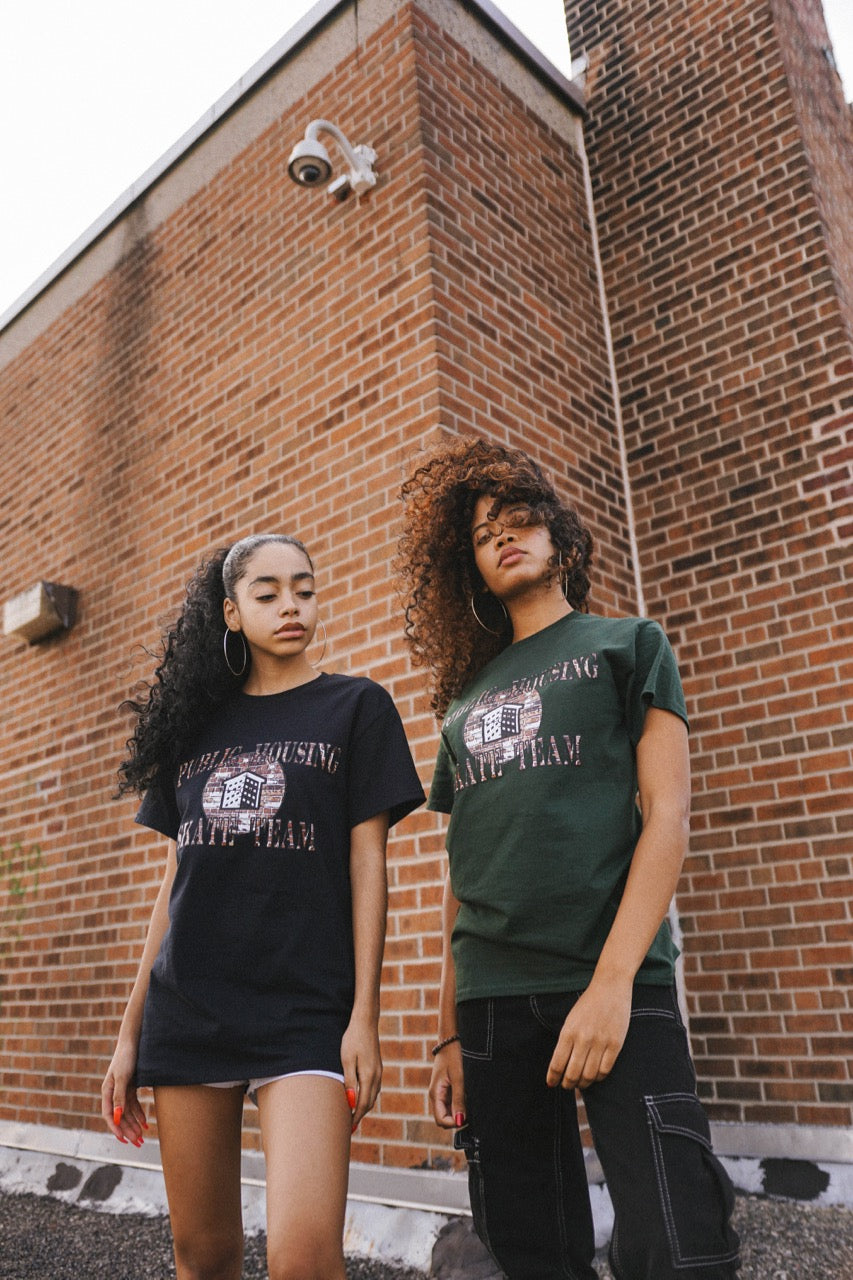 Public Housing Skate Team Brick Logo Tee Forest Green