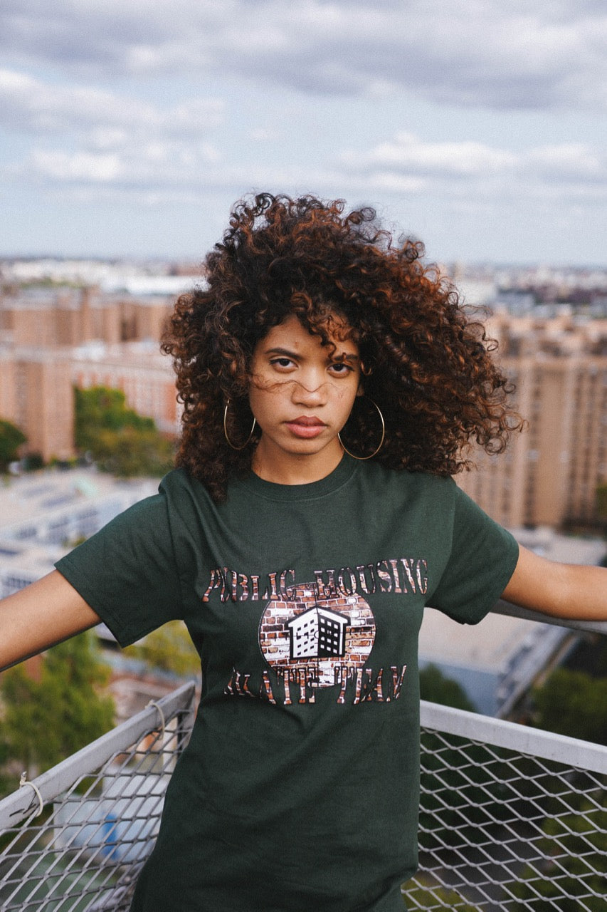 Public Housing Skate Team Brick Logo Tee Forest Green