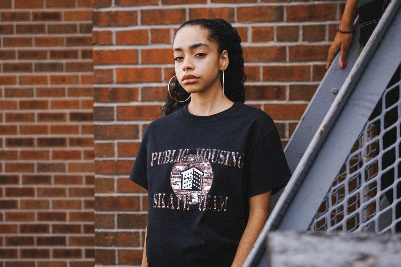 Public Housing Skate Team Brick Logo Tee Black