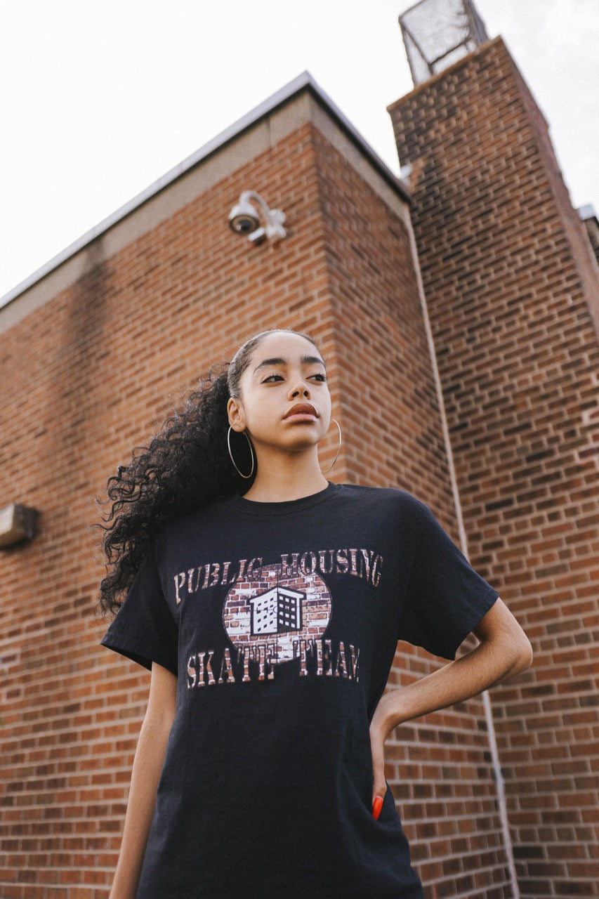 Public Housing Skate Team Brick Logo Tee Black