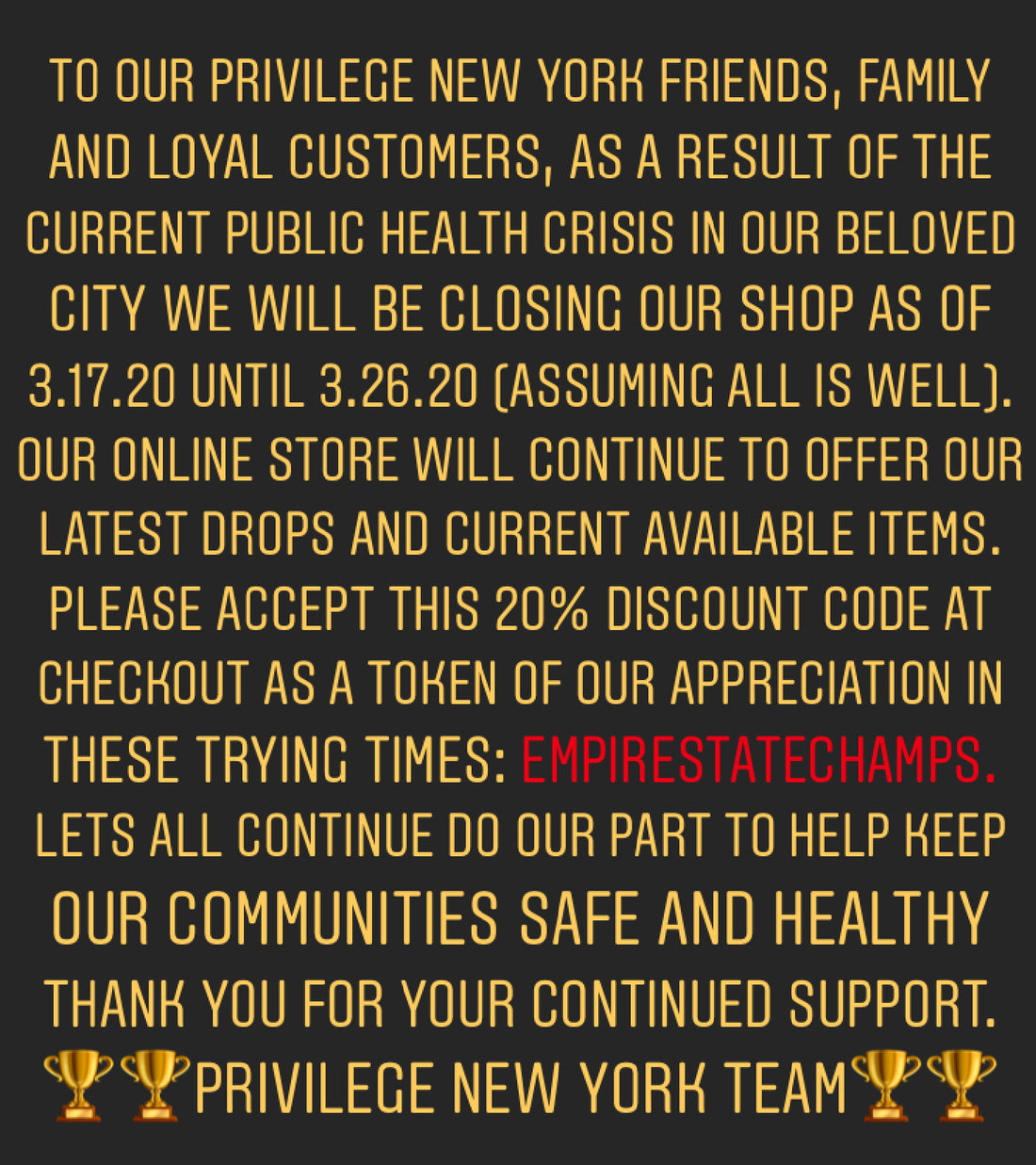 Important Store Announce !