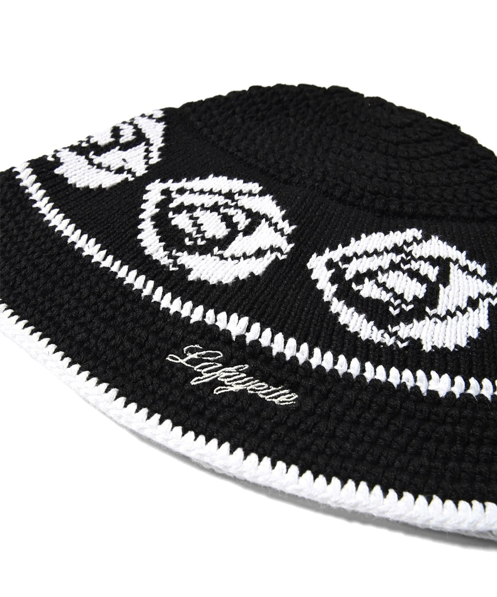 LFYT Rose Knit Bucket Hat Natural Black Navy