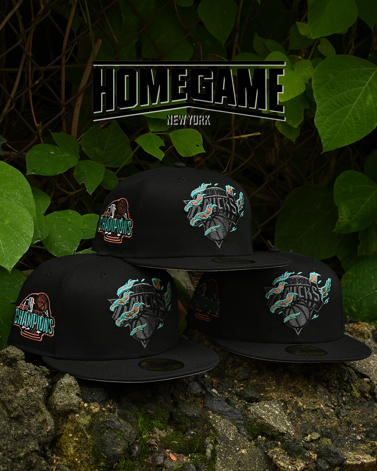 PRE-ORDER! NEW YORK KNICKS CHAMPIONS BLACK/TEAL 59Fifty New Era