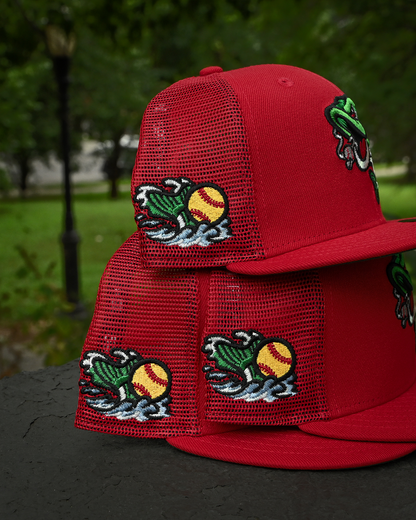 Gwinnett Stripe Mesh Front Door Red 59Fifty New Era