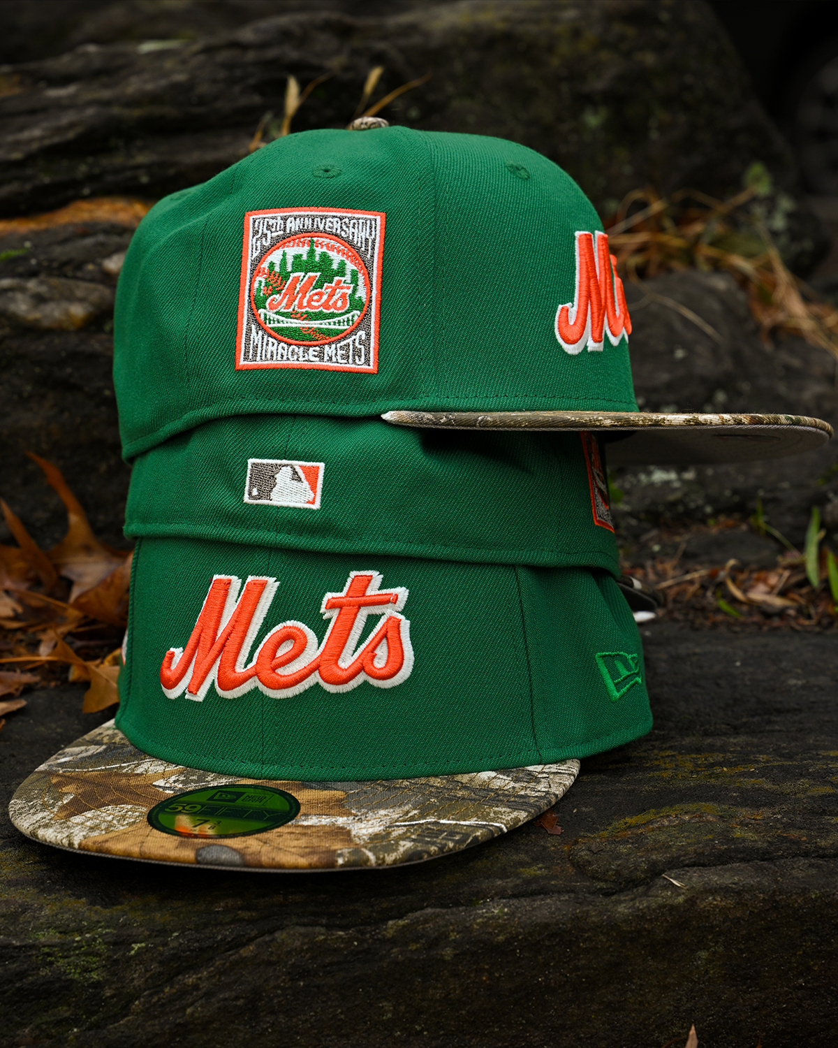 New York Mets 25th Anniversary Kelly Green/Tree Camo 59Fifty New Era