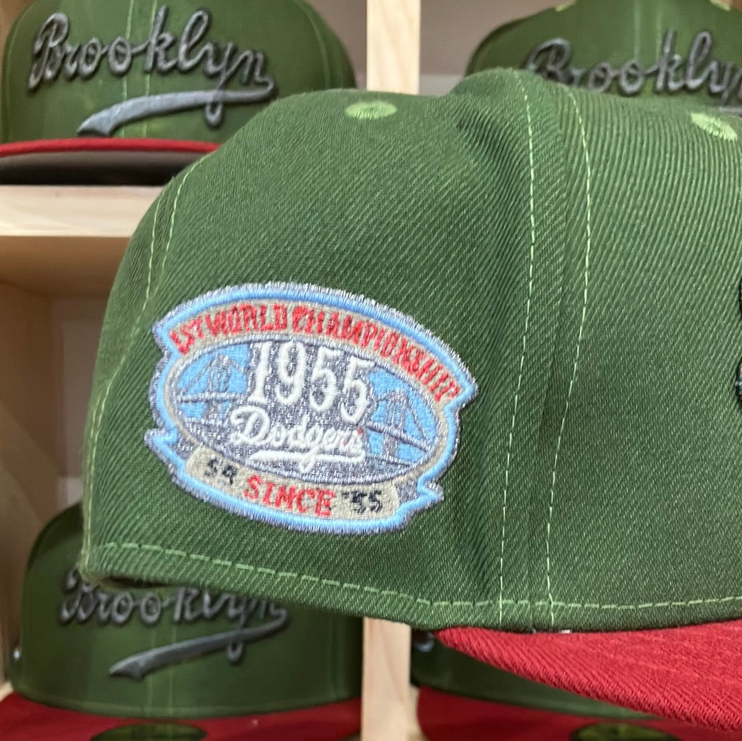 Brooklyn Dodgers 1955 World Championship Rifle Green/Heather Red New Era 59Fifty Hat