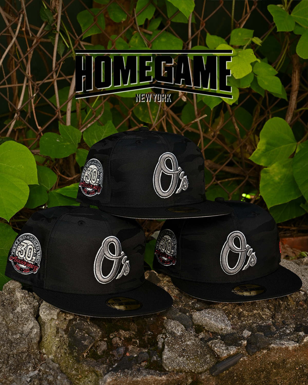 Baltimore Orioles 30th Anniversary Black Camo/Black 59Fifty New Era
