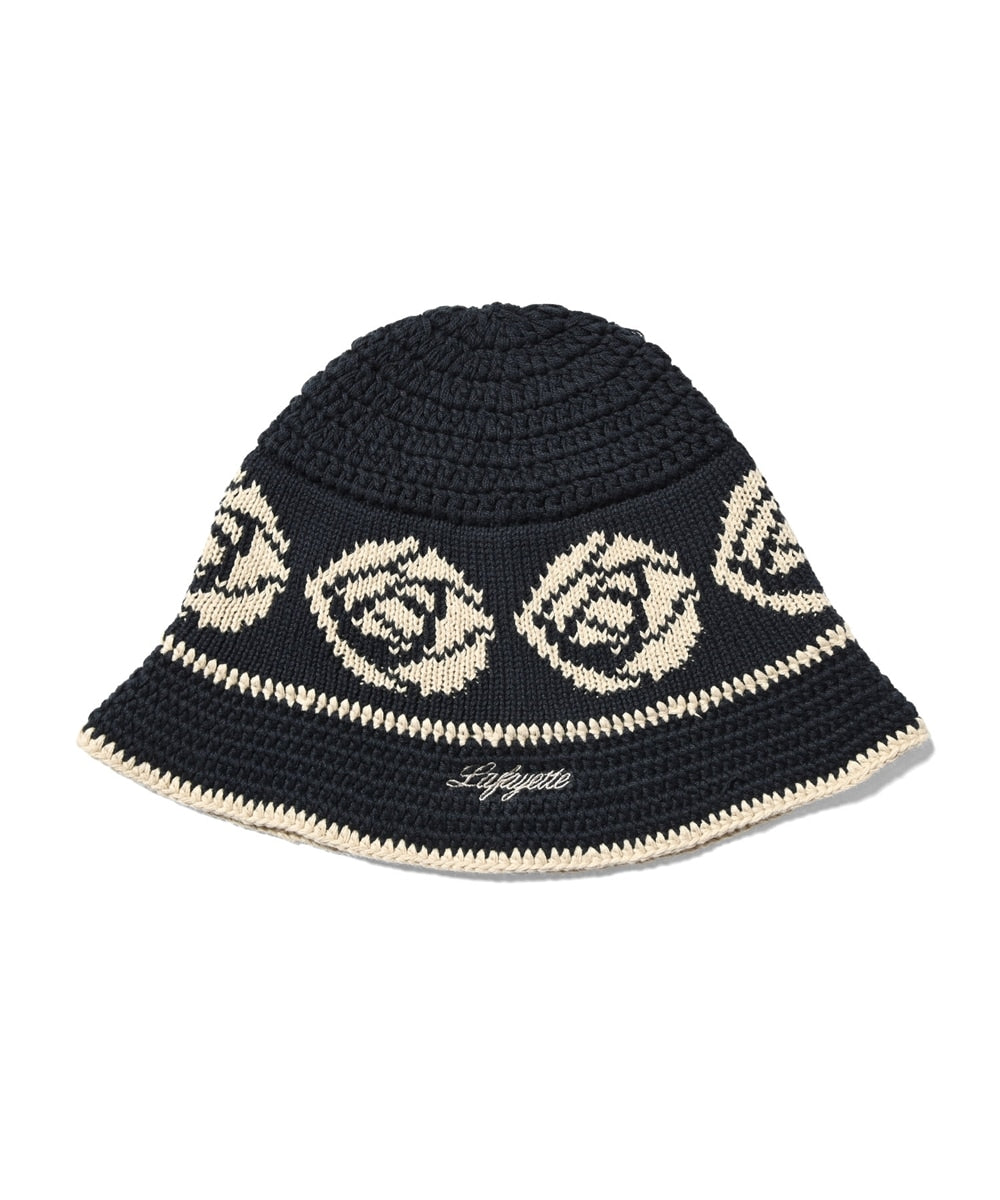LFYT Rose Knit Bucket Hat Natural Black Navy