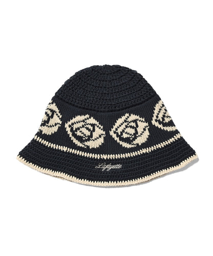 LFYT Rose Knit Bucket Hat Natural Black Navy
