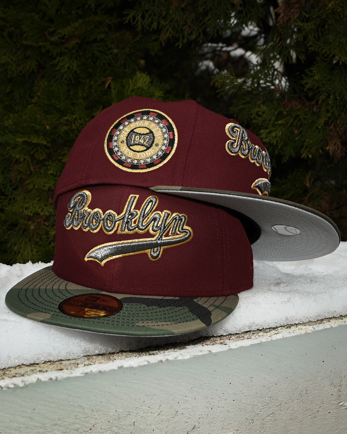 Brooklyn Dodgers 1942 All Star Game Maroon/Woodland Camo 59Fifty New Era