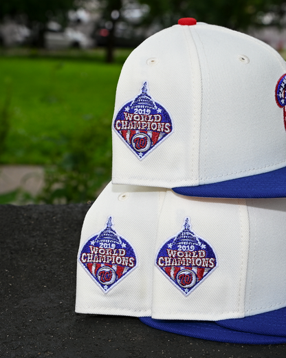 Washington Nationals 2019 World Champion Ship Chrome White/Majestic Blue 59Fifty New Era