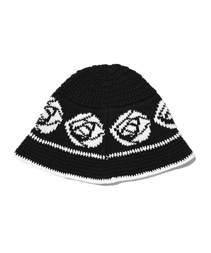 LFYT Rose Knit Bucket Hat Natural Black Navy
