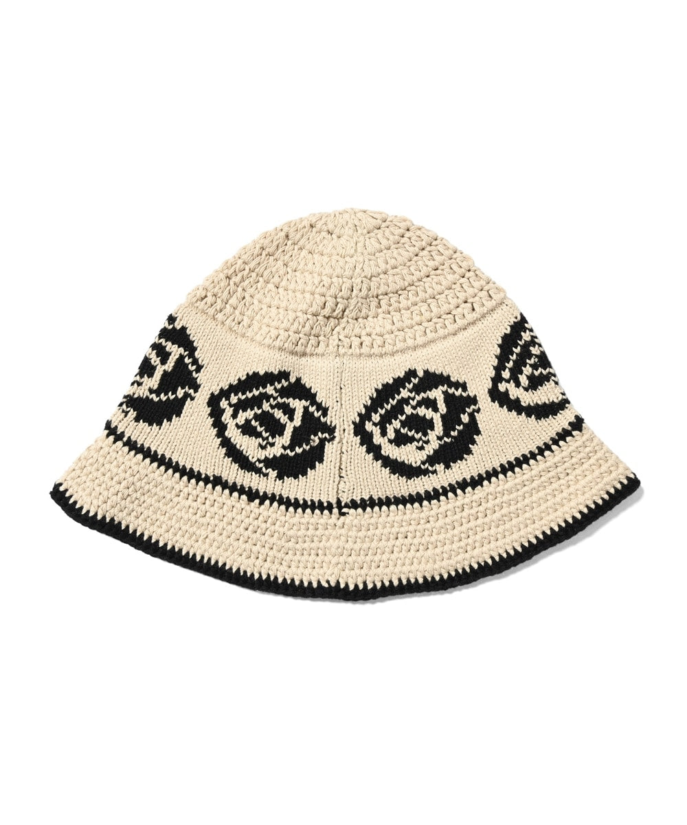 LFYT Rose Knit Bucket Hat Natural Black Navy