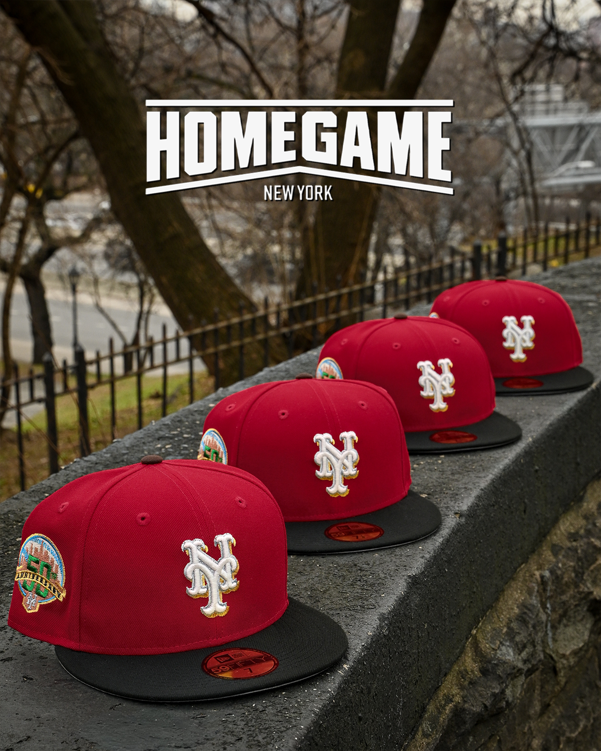 New York Mets 50th Anniversary Front Door Red/Black 59Fifty New Era