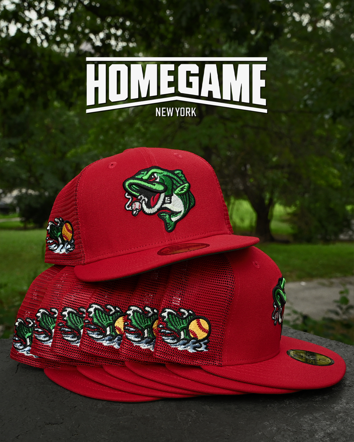 Gwinnett Stripe Mesh Front Door Red 59Fifty New Era