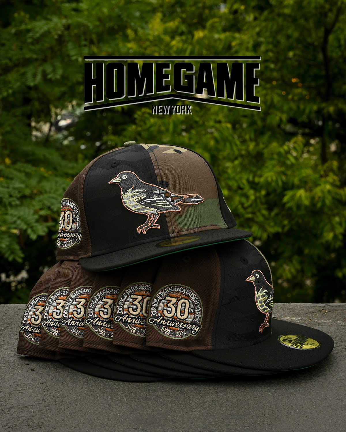 Baltimore Orioles 30th Anniversary Woodland Camo/Black Camo/Black 59Fifty New Era