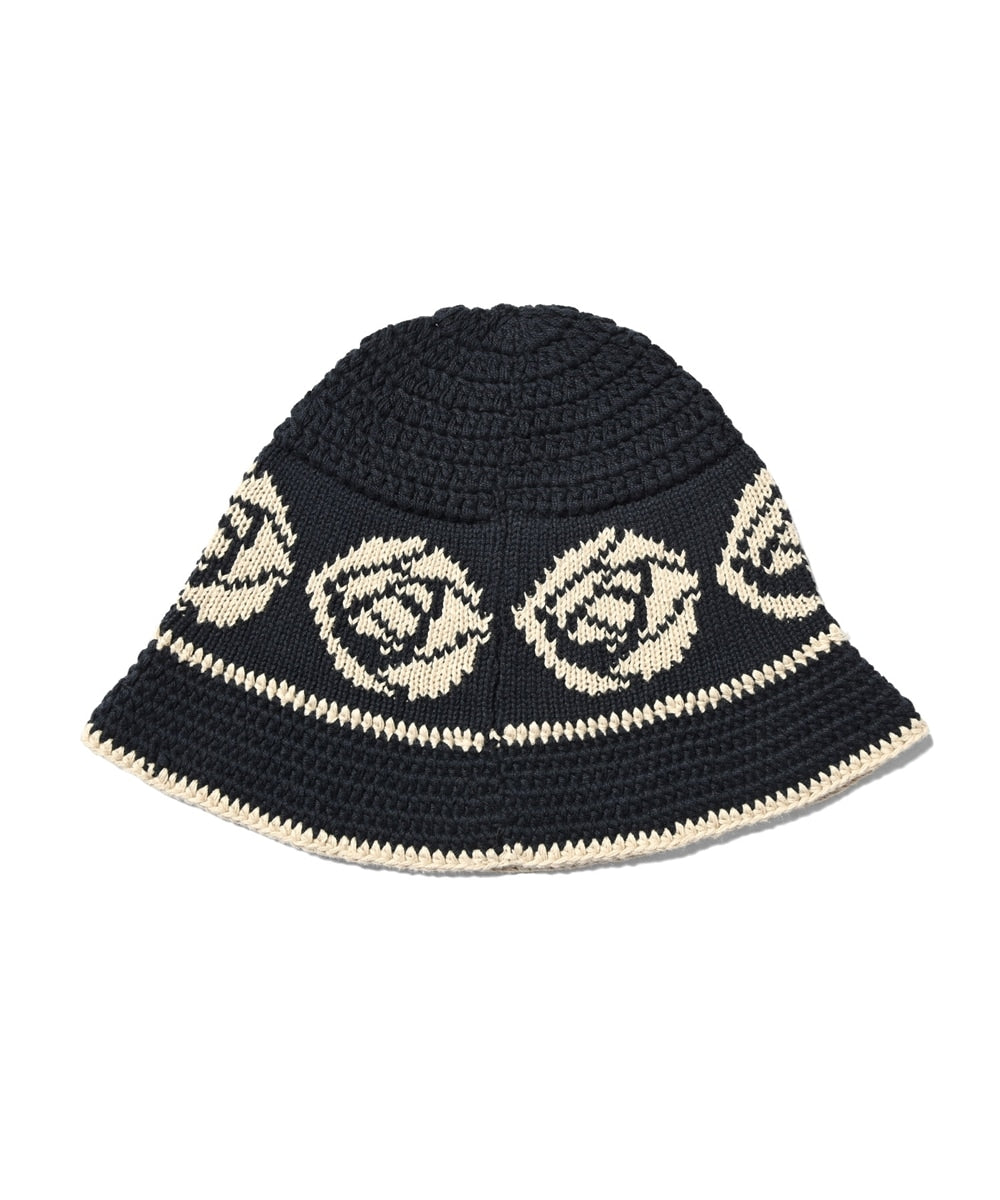 LFYT Rose Knit Bucket Hat Natural Black Navy