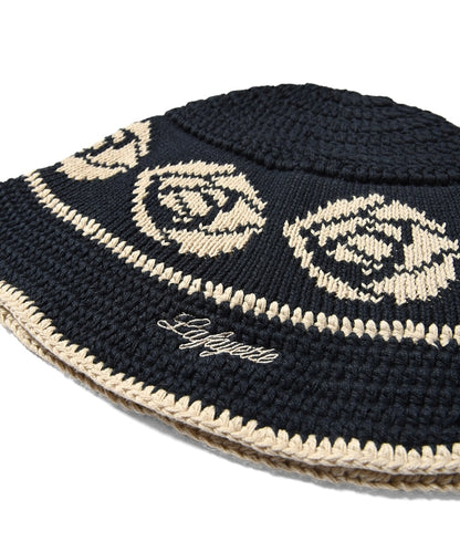 LFYT Rose Knit Bucket Hat Natural Black Navy