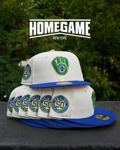 Milwaukee Brewers 50th Anniversary Chrome White/Royal 59Fifty New Era