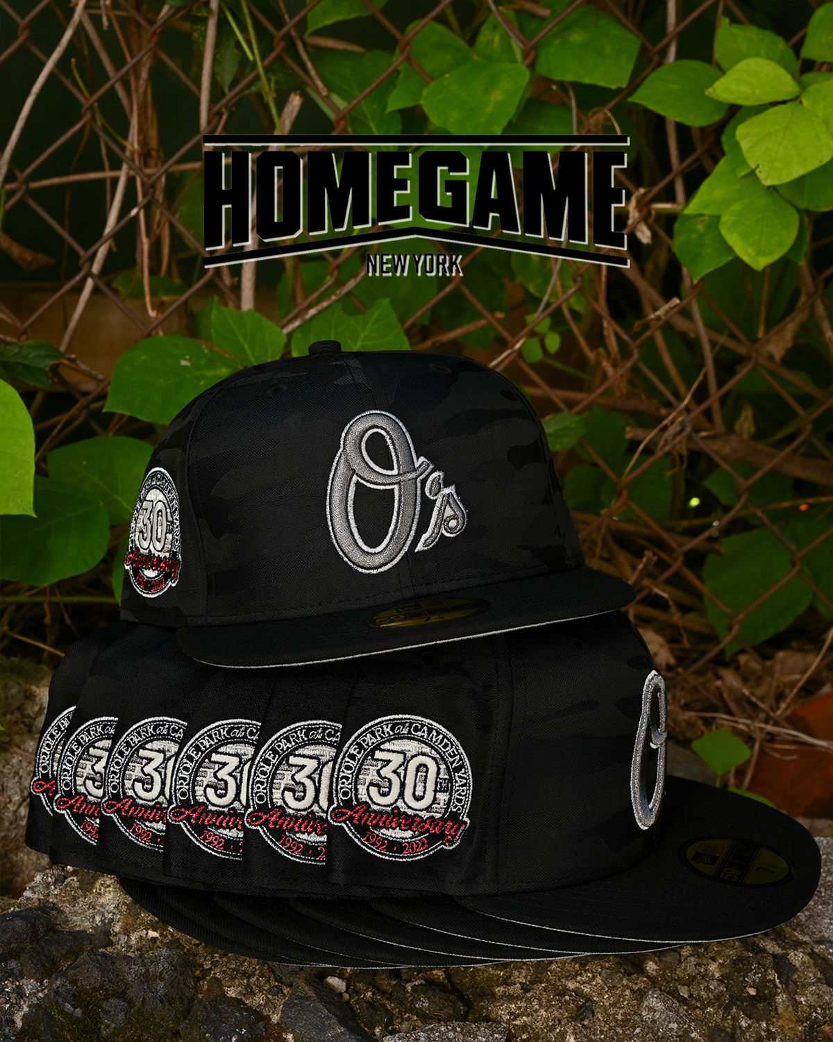 Baltimore Orioles 30th Anniversary Black Camo/Black 59Fifty New Era