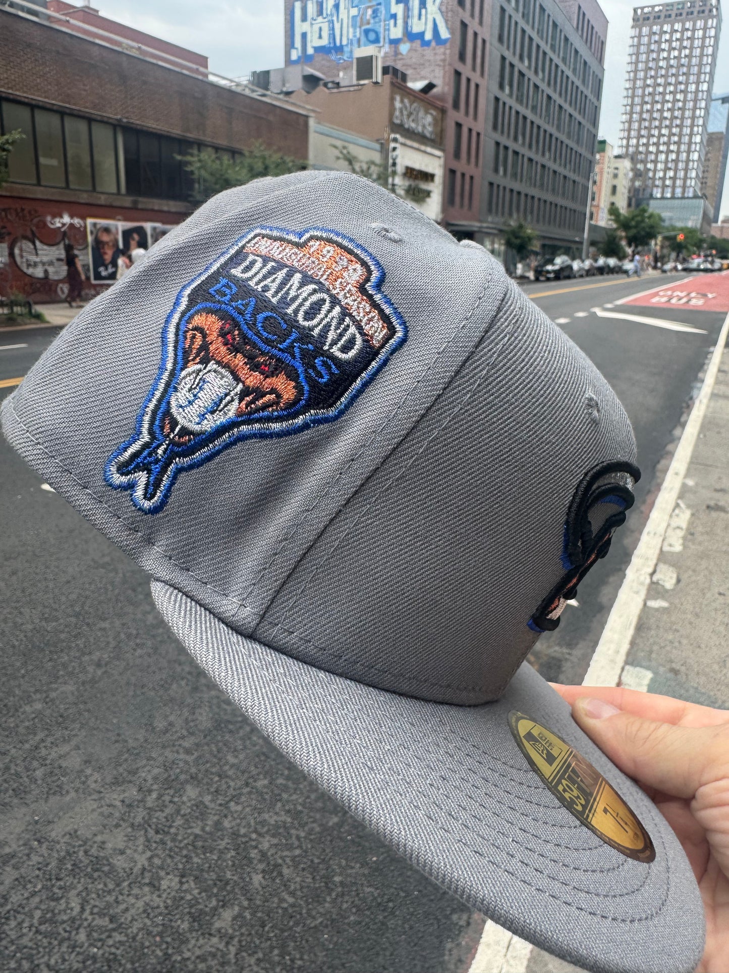 Saucy Shock Drop! Arizona Diamondbacks 1998 Inaugural Season Grey 59Fifty New Era