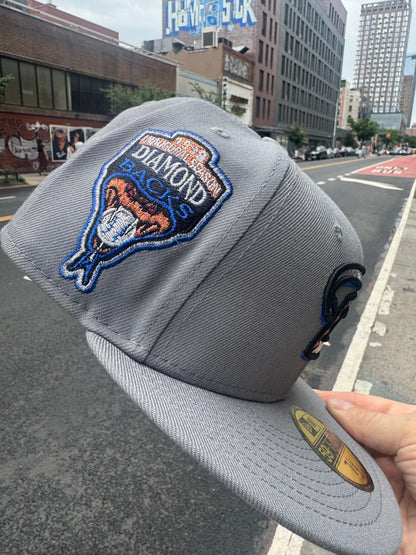 Saucy Shock Drop! Arizona Diamondbacks 1998 Inaugural Season Grey 59Fifty New Era