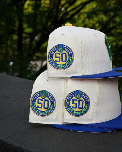 Milwaukee Brewers 50th Anniversary Chrome White/Royal 59Fifty New Era
