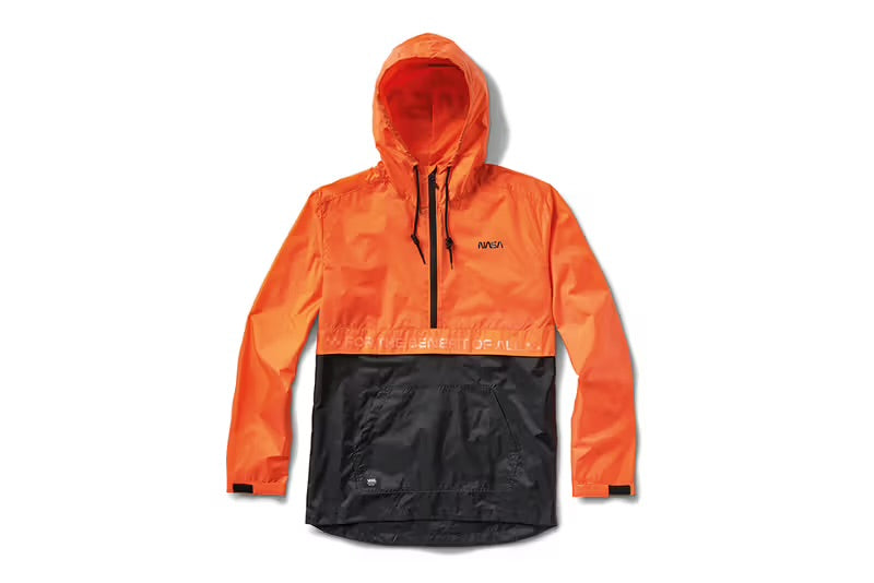 VANS x Space Voyager NASA Windbreaker Hooded Anorak Jacket Orange