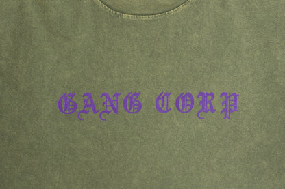 Gang Corp Old English Tee Green