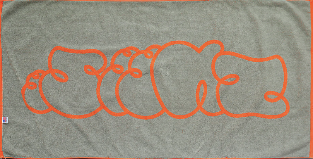 SNEEZE Logo Beach Towel Orange/Olive