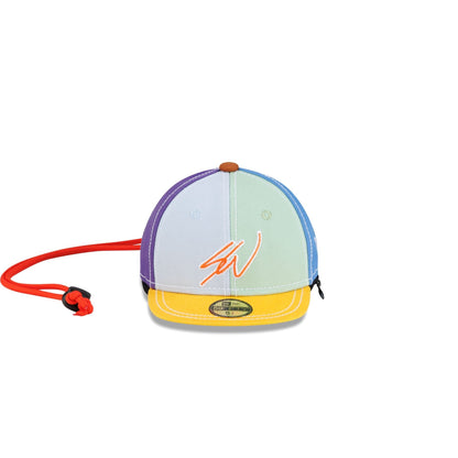Front of the Sean Wotherspoon Mini 59Fifty Earphone Case with the orange embroidered Sean Wotherspoon signature