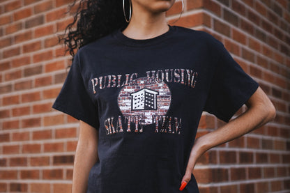 Public Housing Skate Team Brick Logo Tee Black